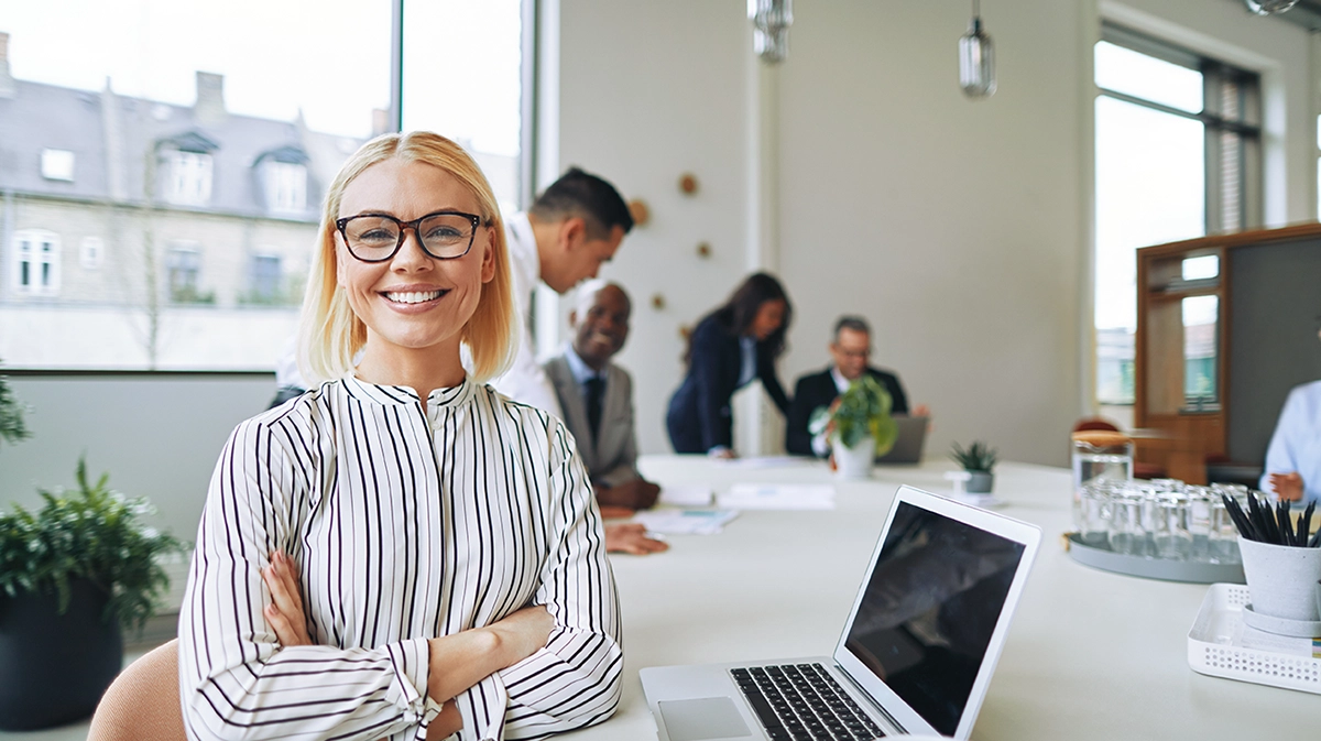 Smiling woman in office
