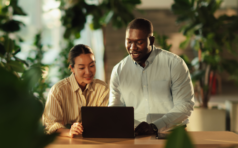 People discussing in office