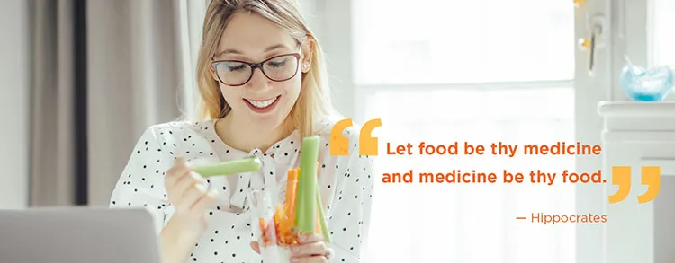 woman eating healthy snacks