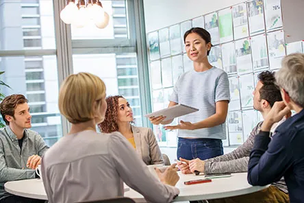 businesswoman doing a presentation in meeting