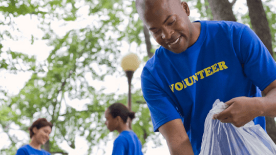 young man doing volunteering activity