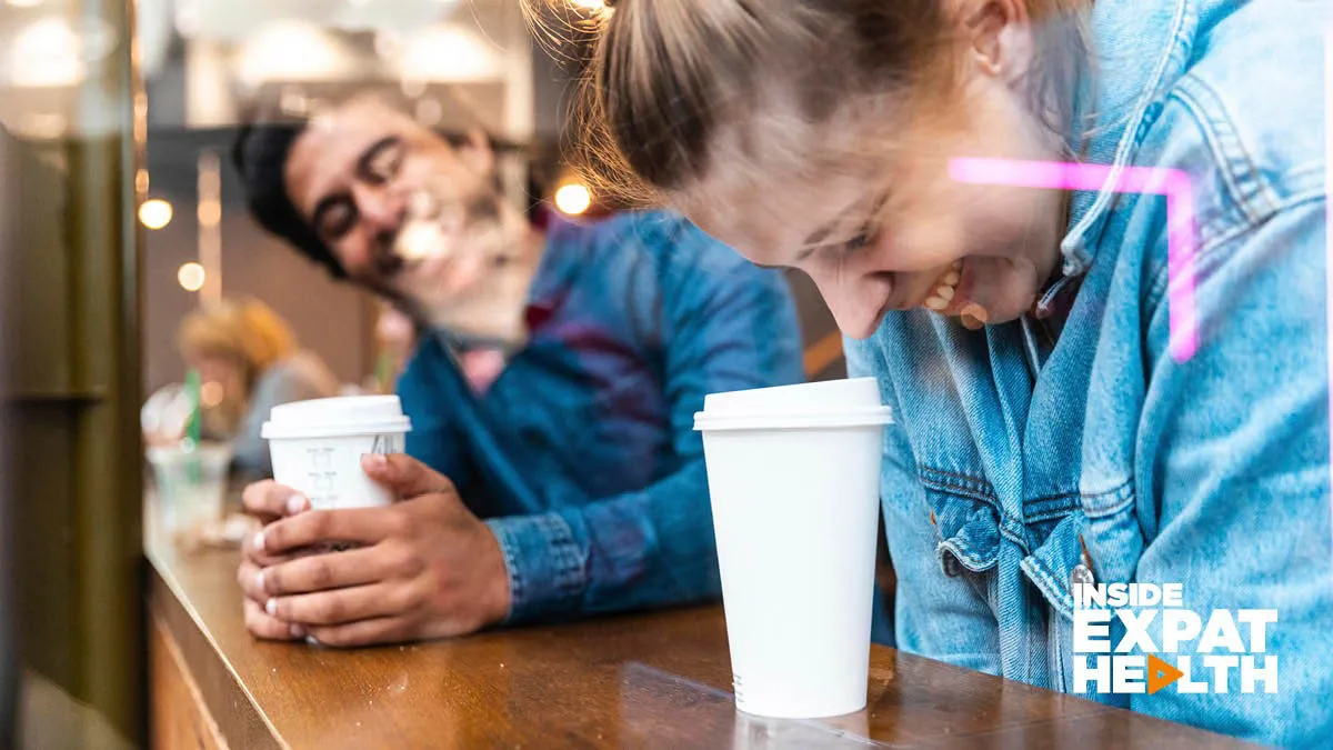 Young couple socializing in a coffee shop