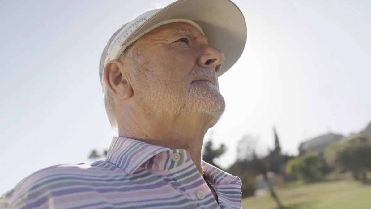 Close up of Dave, a British expat on the golf course in Spain