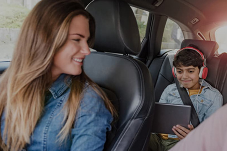 family in car